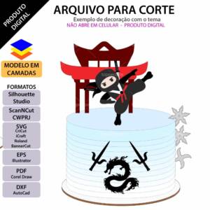 Topo de bolo Ninja Arquivo Silhouette, Arquivo ScanNCut, Arquivo SVG, DXF, Ai, Eps, PDF
