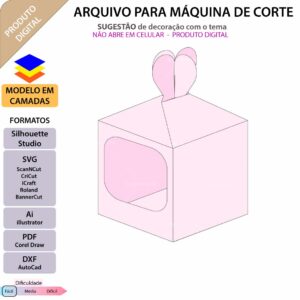 Molde de caixa Caixa Cupcake Coração arquivo para Silhouette Studio, SVG, DXF, Cricut, Scanncut, Foison