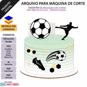 Topo de bolo Decoração Futebol Arquivo Silhouette, Arquivo ScanNCut, Arquivo SVG, DXF, Ai, Eps, PDF