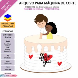 Topo de bolo Namorados abraçando Arquivo Silhouette, Arquivo ScanNCut, Arquivo SVG, DXF, Ai, Eps, PDF