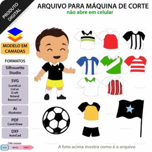 Topo de bolo Futebol Menino Camisas Arquivo Silhouette, Arquivo ScanNCut, Arquivo SVG, DXF, Ai, Eps, PDF