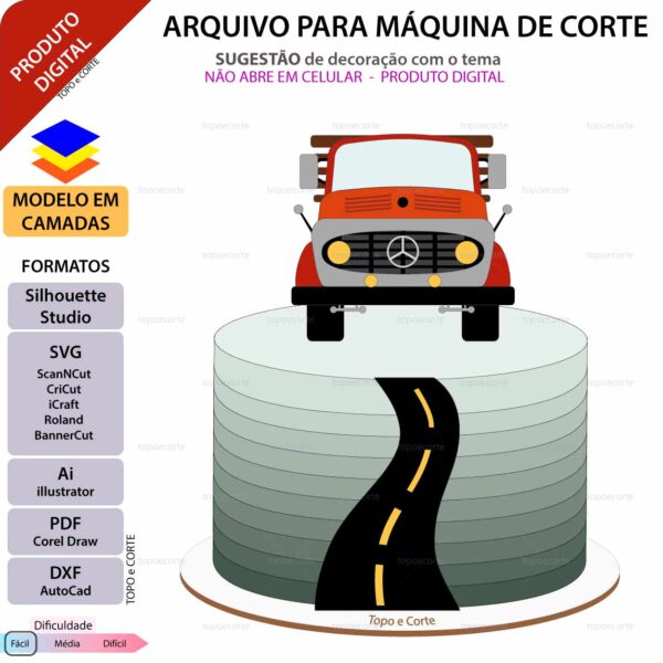 Topo de bolo Caminhão antigo Arquivo Silhouette, Arquivo ScanNCut, Arquivo SVG, DXF, Ai, Eps, PDF