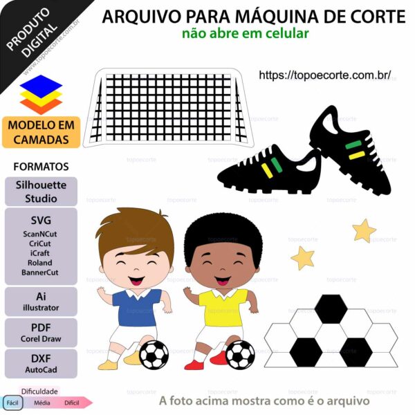 Topo de bolo Futebol Trave Arquivo Silhouette, Arquivo ScanNCut, Arquivo SVG, DXF, Ai, Eps, PDF