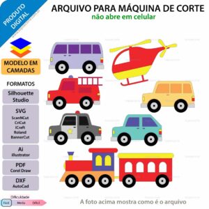 Topo de bolo Carrinhos Arquivo Silhouette, Arquivo ScanNCut, Arquivo SVG, DXF, Ai, Eps, PDF