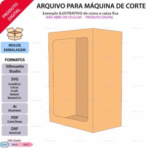 Molde de caixa Caixa 120x90x45 arquivo para Silhouette Studio, SVG, DXF, Cricut, Scanncut, Foison