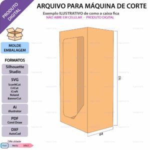 Topo de bolo Caixa 163x64 com berço Arquivo Silhouette, Arquivo ScanNCut, Arquivo SVG, DXF, Ai, Eps, PDF