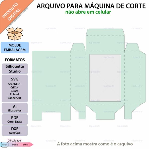 Topo de bolo Caixinha com visor Arquivo Silhouette, Arquivo ScanNCut, Arquivo SVG, DXF, Ai, Eps, PDF