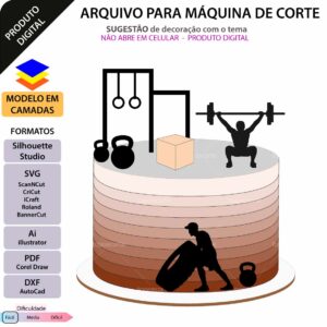 Topo de bolo Crossfit Caixote Arquivo Silhouette, Arquivo ScanNCut, Arquivo SVG, DXF, Ai, Eps, PDF