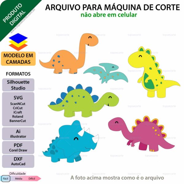 Topo de bolo Dino camadas baby Arquivo Silhouette, Arquivo ScanNCut, Arquivo SVG, DXF, Ai, Eps, PDF