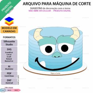 Topo de bolo Sully rosto monstro Arquivo Silhouette, Arquivo ScanNCut, Arquivo SVG, DXF, Ai, Eps, PDF