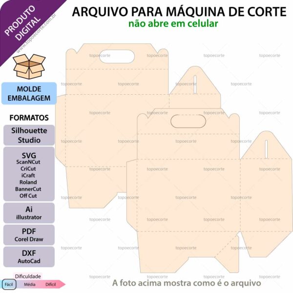 Molde de caixa Maleta 90x120x50 arquivo para Silhouette Studio, SVG, DXF, Cricut, Scanncut, Foison