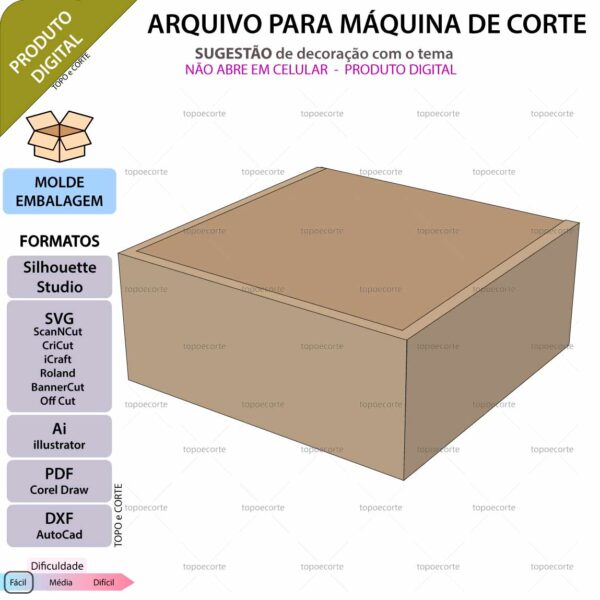 Molde de caixa montável 39x92 arquivo para Silhouette Studio, SVG, DXF, Cricut, Scanncut, Foison