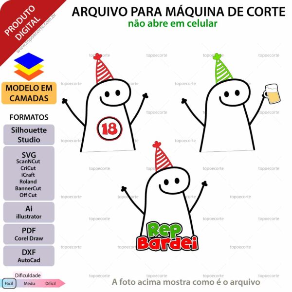 Topo de bolo Flork 18 anos Arquivo Silhouette, Arquivo ScanNCut, Arquivo SVG, DXF, Ai, Eps, PDF
