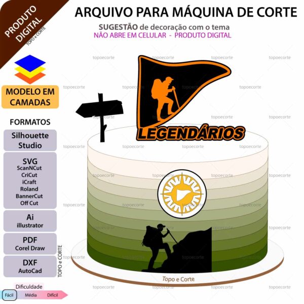 Topo de bolo Inspirado nos Legendários Arquivo Silhouette, Arquivo ScanNCut, Arquivo SVG, DXF, Ai, Eps, PDF