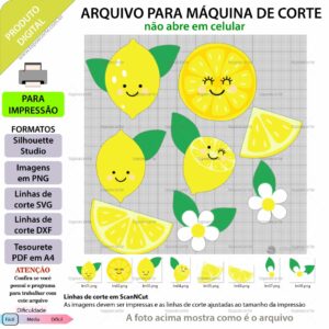 Topo de bolo, Limõezinhos Arquivo ScanNCut Limõezinhos,Arquivo silhouette studio Limõezinhos