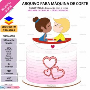 Topo de bolo Namorados no barco Arquivo Silhouette, Arquivo ScanNCut, Arquivo SVG, DXF, Ai, Eps, PDF