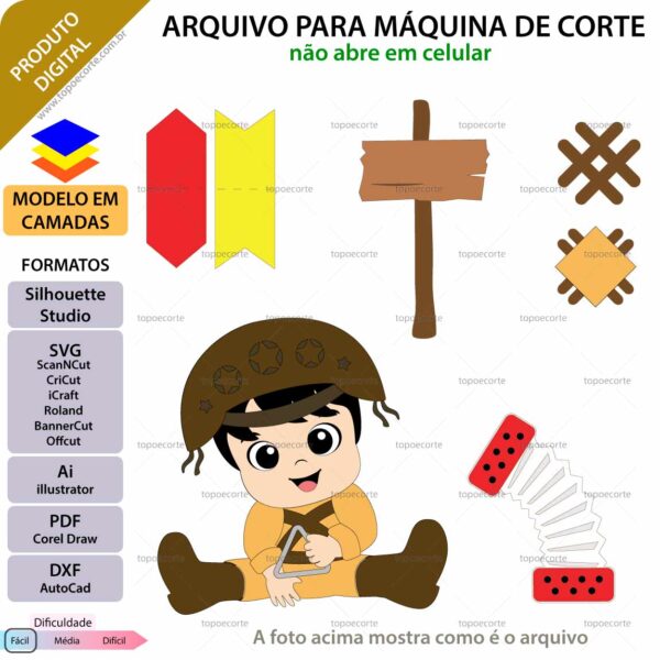 Topo de bolo Festa Junina Bebê Lampião Arquivo Silhouette, Arquivo ScanNCut, Arquivo SVG, DXF, Ai, Eps, PDF