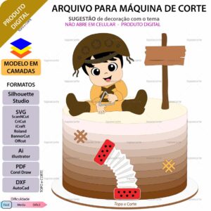 Topo de bolo Festa Junina Bebê Lampião Arquivo Silhouette, Arquivo ScanNCut, Arquivo SVG, DXF, Ai, Eps, PDF
