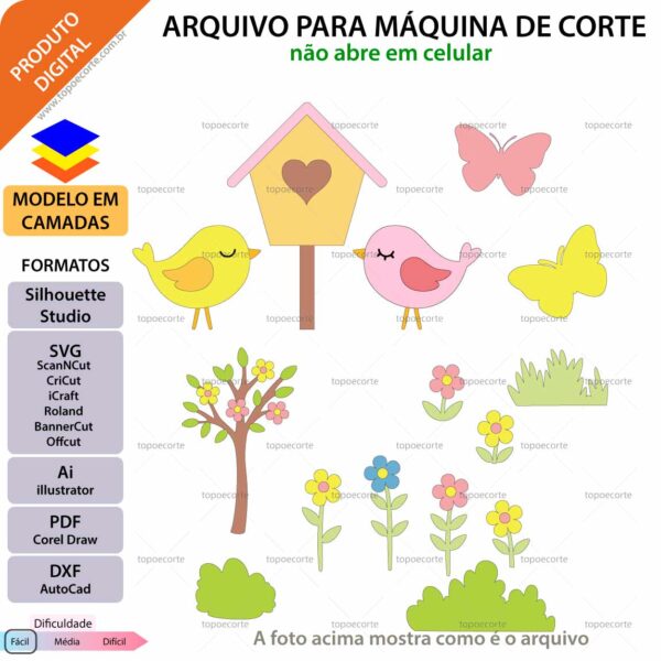 topo bolo Passarinho casinha silhouette scanncut svg cricut dxf