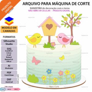 topo bolo Passarinho casinha silhouette scanncut svg cricut dxf