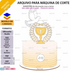 Topo de bolo, Batizado JHS Arquivo ScanNCut Batizado JHS,Arquivo silhouette studio Batizado JHS