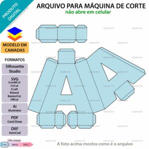 Topo de bolo Letra A 3D Arquivo Silhouette, Arquivo ScanNCut, Arquivo SVG, DXF, Ai, Eps, PDF