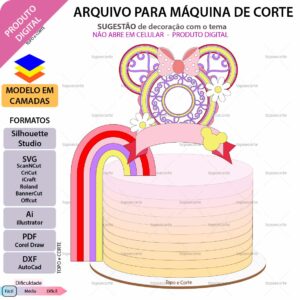 Topo de bolo Minnie Arco Arquivo Silhouette, Arquivo ScanNCut, Arquivo SVG, DXF, Ai, Eps, PDF