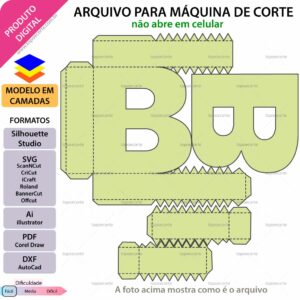Topo de bolo Letra B 3D Arquivo Silhouette, Arquivo ScanNCut, Arquivo SVG, DXF, Ai, Eps, PDF