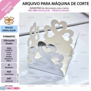 Molde de caixa Forminha de docinho coração arquivo para Silhouette Studio, SVG, DXF, Cricut, Scanncut, Foison