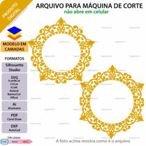 Topo de bolo Círculo Arabesco Arquivo Silhouette, Arquivo ScanNCut, Arquivo SVG, DXF, Ai, Eps, PDF