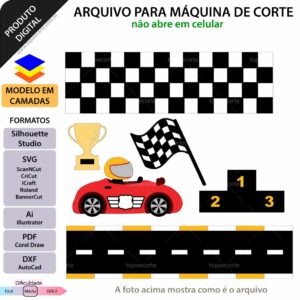 Topo de bolo Fórmula 1 infantil Arquivo Silhouette, Arquivo ScanNCut, Arquivo SVG, DXF, Ai, Eps, PDF