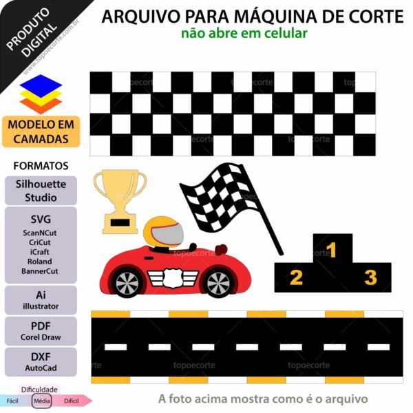 Topo de bolo Fórmula 1 infantil Arquivo Silhouette, Arquivo ScanNCut, Arquivo SVG, DXF, Ai, Eps, PDF