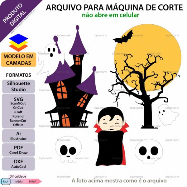 Topo de bolo Halloween Drácula Arquivo Silhouette, Arquivo ScanNCut, Arquivo SVG, DXF, Ai, Eps, PDF