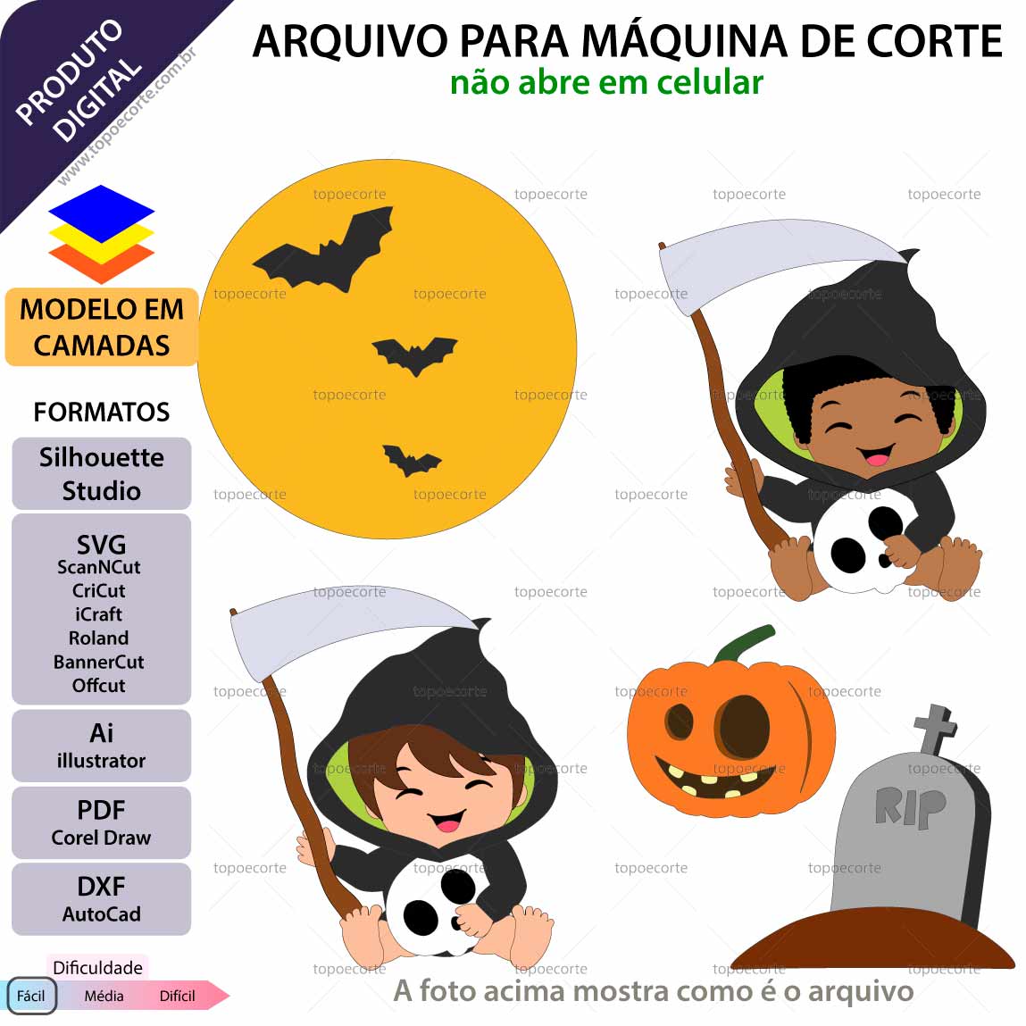 Topo de bolo Halloween Bebê morte Arquivo Silhouette, Arquivo ScanNCut, Arquivo SVG, DXF, Ai, Eps, PDF