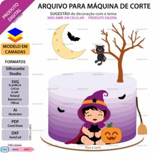 Topo de bolo Halloween Bruxinha bebê Arquivo Silhouette, Arquivo ScanNCut, Arquivo SVG, DXF, Ai, Eps, PDF