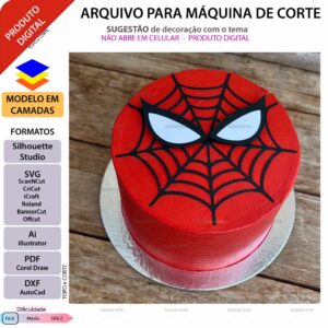 Topo de bolo inspirado Spider-man Bolo arquivo silhouette studio