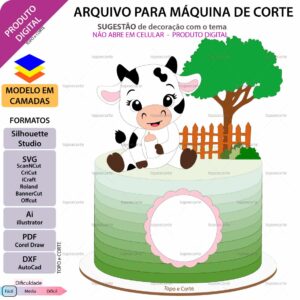 Topo de bolo Vaquinha mamadeira arquivo silhouette studio