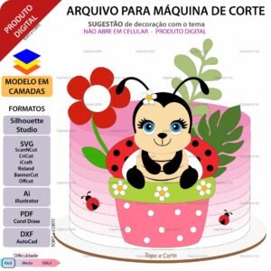 Topo de bolo Joaninha bebê Arquivo Silhouette, Arquivo ScanNCut, Arquivo SVG, DXF, Ai, Eps, PDF