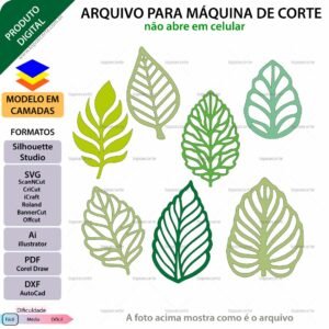 Topo de bolo Folhas Vazadas Arquivo Silhouette, Arquivo ScanNCut, Arquivo SVG, DXF, Ai, Eps, PDF