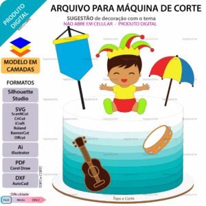 Topo de bolo Carnaval Bebê pandeiro Arquivo Silhouette, Arquivo ScanNCut, Arquivo SVG, DXF, Ai, Eps, PDF