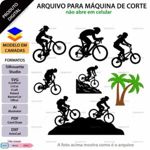 Topo de bolo Ciclista Bike Arquivo Silhouette, Arquivo ScanNCut, Arquivo SVG, DXF, Ai, Eps, PDF