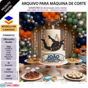 Topo de bolo Paraquedista Arquivo Silhouette, Arquivo ScanNCut, Arquivo SVG, DXF, Ai, Eps, PDF