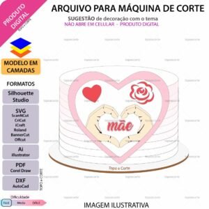Topo de bolo Coração com a mão Arquivo Silhouette, Arquivo ScanNCut, Arquivo SVG, DXF, Ai, Eps, PDF