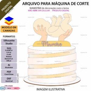 Topo de bolo Dia das Mães Bebê nas mãos Arquivo Silhouette, Arquivo ScanNCut, Arquivo SVG, DXF, Ai, Eps, PDF