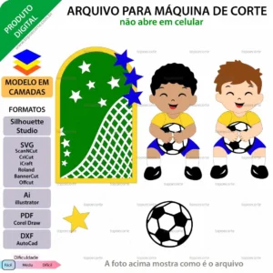 Topo de bolo em camadas Futebol menino sentado no bolo Arquivo para Silhouette Studio, ScanNCut, SVG, DXF, Ai, e PDF