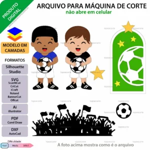 Topo de bolo em camadas Futebol menino segurando bola Arquivo para Silhouette Studio, ScanNCut, SVG, DXF, Ai, e PDF