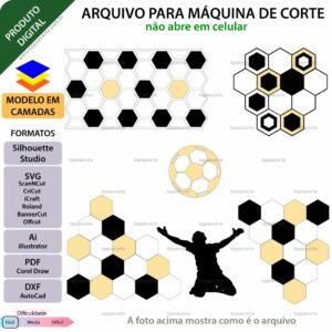 Topo de bolo Hexágonos futebol Arquivo Silhouette, Arquivo ScanNCut, Arquivo SVG, DXF, Ai, Eps, PDF