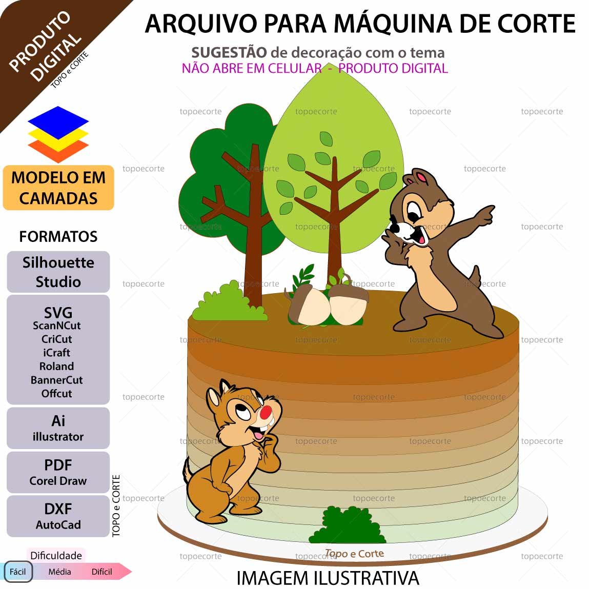 ARQUIVO Topo de bolo Esquilos