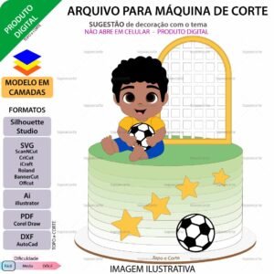 Topo de bolo em camadas Futebol Menino Copa Arquivo para Silhouette Studio, ScanNCut, SVG, DXF, Ai, e PDF