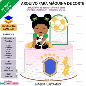 Topo de bolo em camadas Futebol menina seleção Arquivo para Silhouette Studio, ScanNCut, SVG, DXF, Ai, e PDF